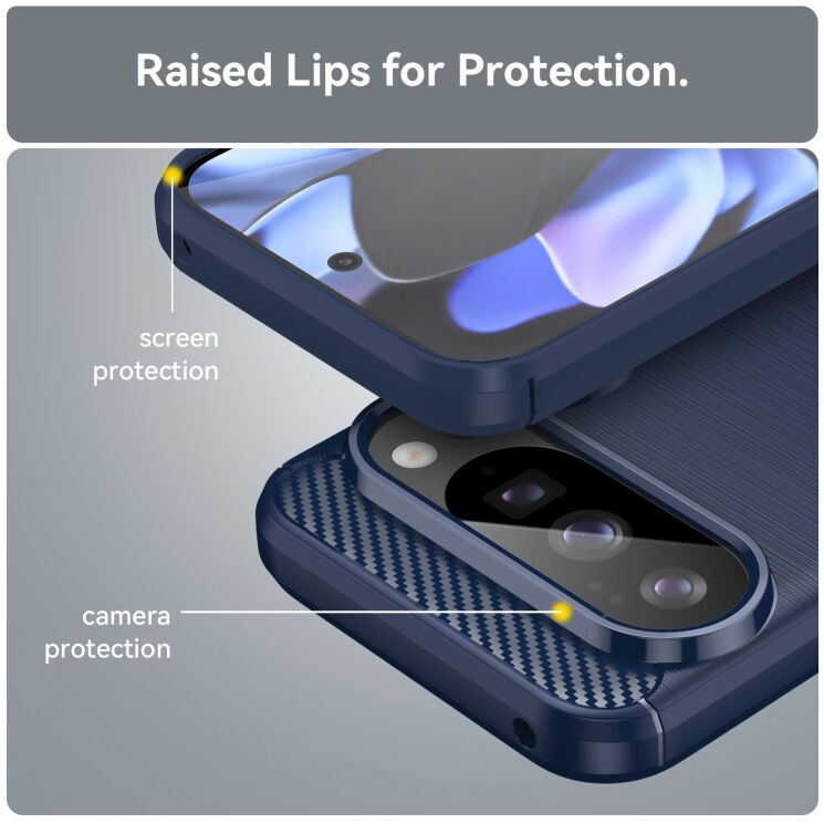 Захисний чохол UniCase Carbon для Google Pixel 10 / 10 Pro - Blue: фото 7 з 8