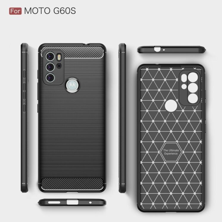 Защитный чехол UniCase Carbon для Motorola Moto G60s - Blue: фото 4 из 10