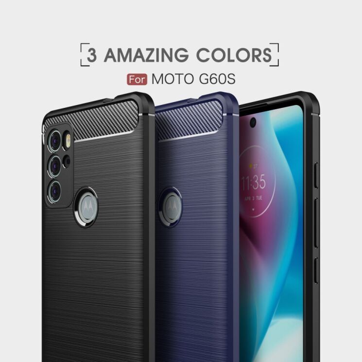 Защитный чехол UniCase Carbon для Motorola Moto G60s - Blue: фото 3 из 10