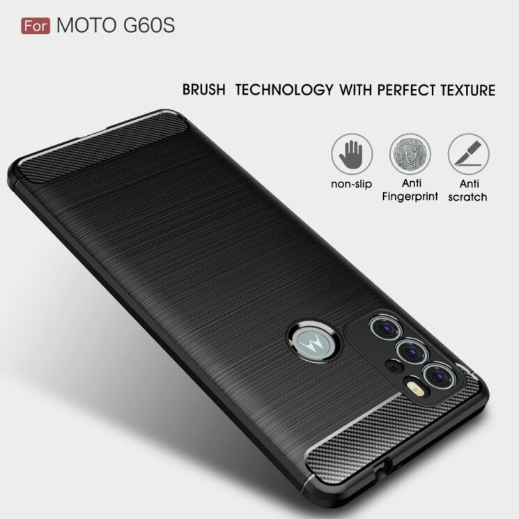 Защитный чехол UniCase Carbon для Motorola Moto G60s - Blue: фото 5 из 10