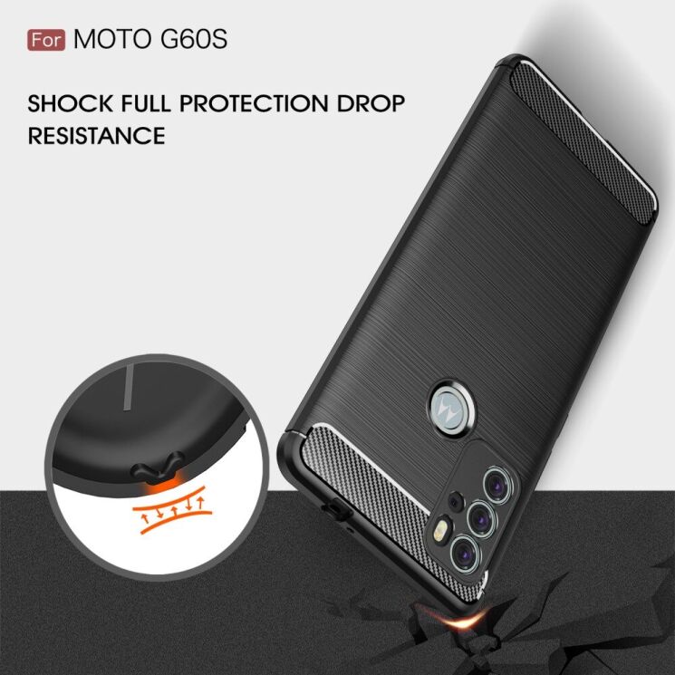 Защитный чехол UniCase Carbon для Motorola Moto G60s - Blue: фото 8 из 10