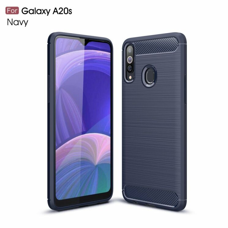 Захисний чохол UniCase Carbon для Samsung Galaxy A20s (A207) - Dark Blue: фото 1 з 10