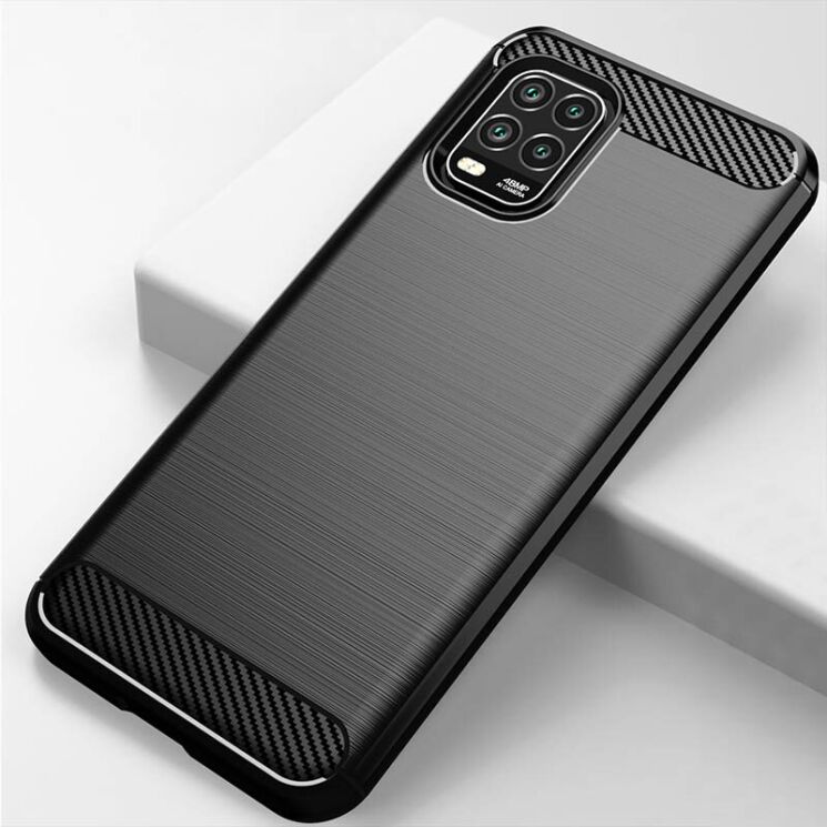 Силиконовый (TPU) чехол UniCase Carbon для Xiaomi Mi 10 Lite - Black: фото 2 из 9