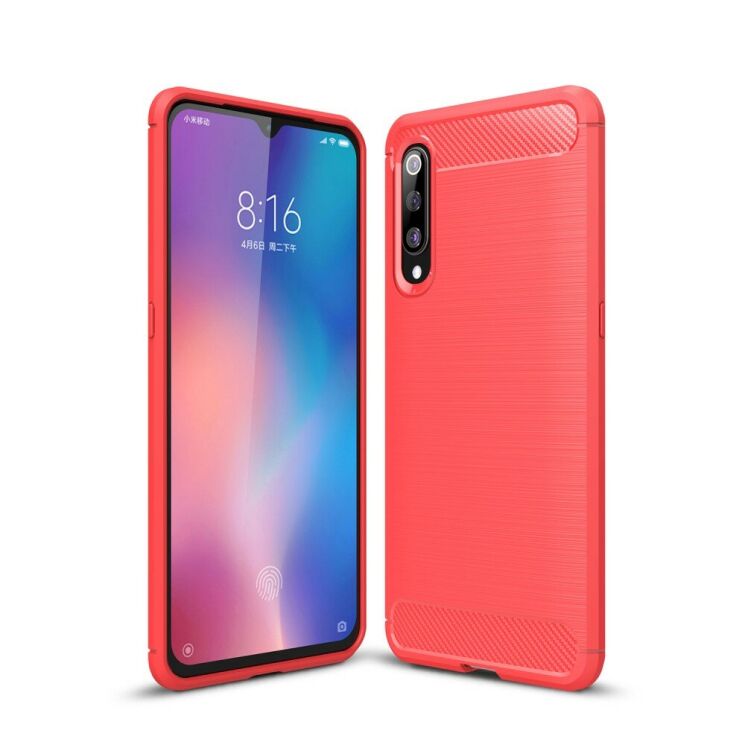 Силиконовый (TPU) чехол UniCase Carbon для Xiaomi Mi 9 - Red: фото 1 из 10