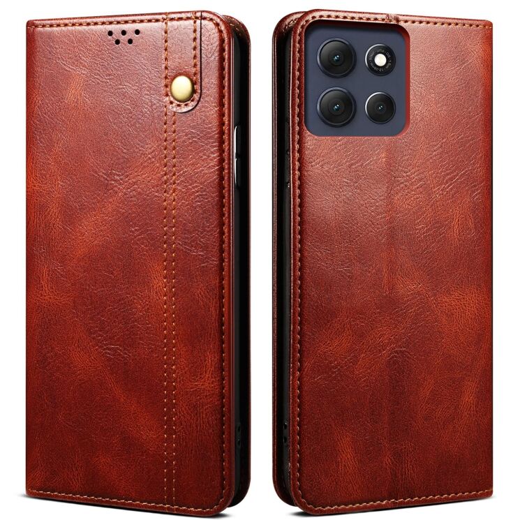 Захисний чохол UniCase Leather Wallet для Motorola Moto G86 - Brown: фото 1 з 6