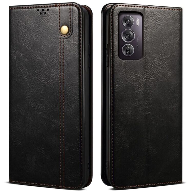 Защитный чехол UniCase Leather Wallet для OPPO Reno 12 - Black: фото 1 из 6