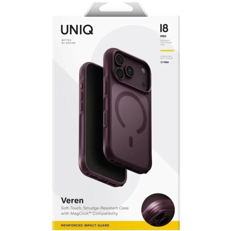 Защитный чехол UNIQ Veren MagClick для iPhone 18 Pro / 17 Pro (UNIQ-IP6.3P(2026)-VERNAFMBFST) - Burgundy (440141DR) Защитный чехол UNIQ Veren MagClick для iPhone 18 Pro / 17 Pro (UNIQ-IP6.3P(2026)-VERNAFMBFST) - Burgundy: фото 6 из 11