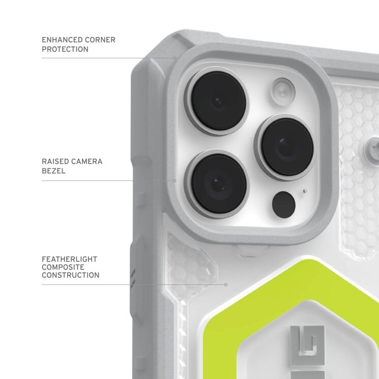 Защитный чехол URBAN ARMOR GEAR (UAG) Pathfinder Clear Pro для Apple iPhone 16 Pro - Active Neon: фото 6 из 10