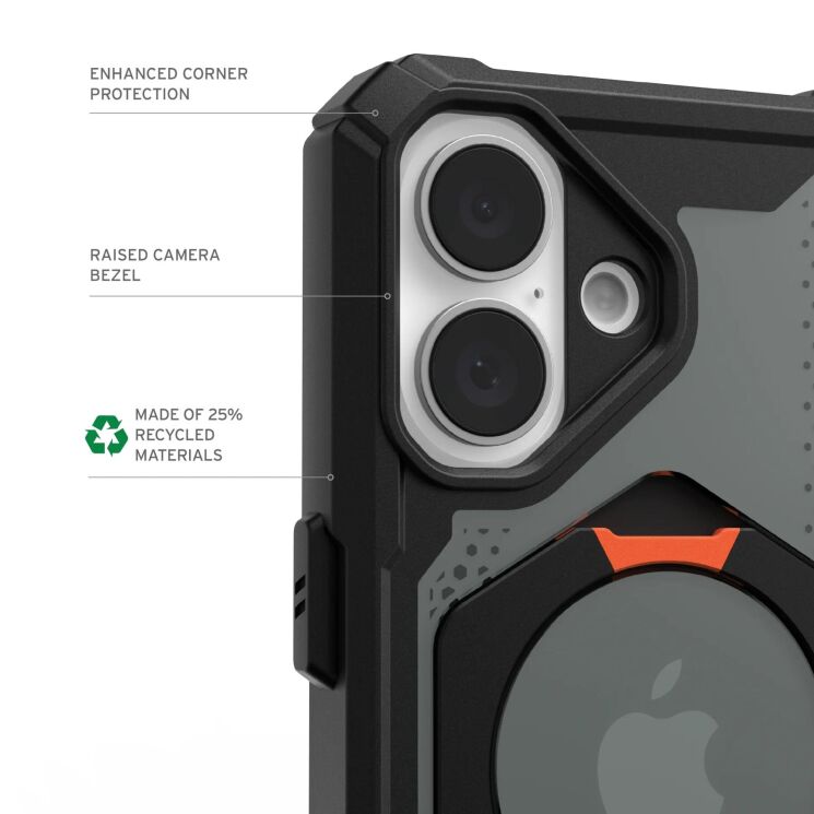Защитный чехол URBAN ARMOR GEAR (UAG) Plasma XTE Pro для Apple iPhone 16 - Black / Orange: фото 9 из 13