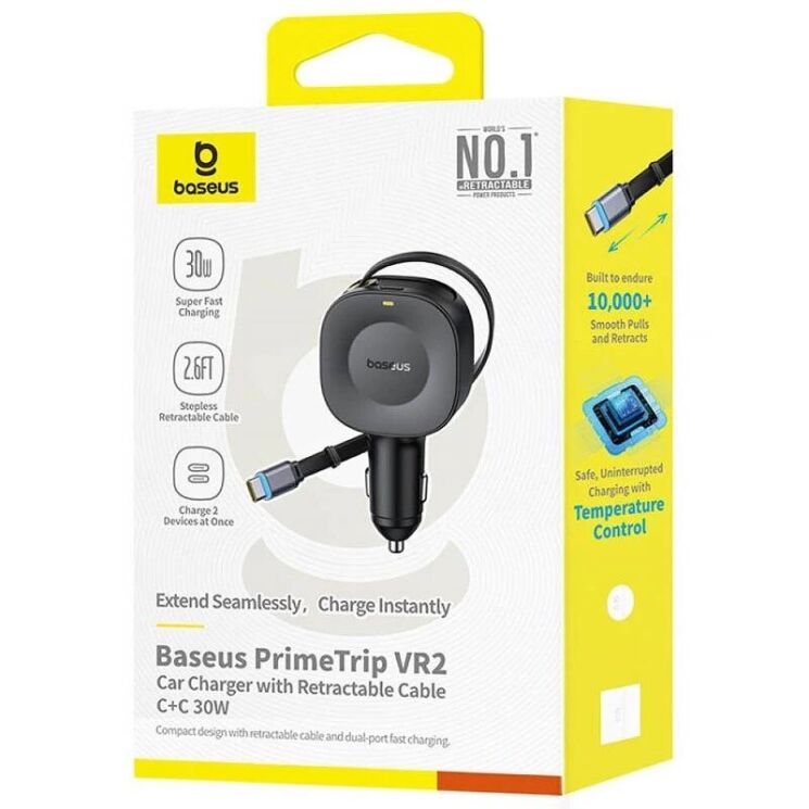Автомобільний зарядний пристрій Baseus PrimeTrip VR2 30W 1C + кабель Type-C (C0206401) - Cosmic Black: фото 4 з 18