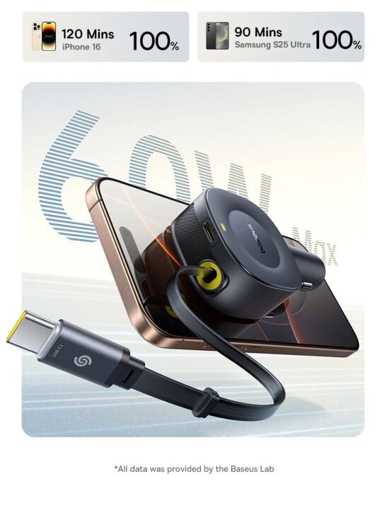 Автомобільний зарядний пристрій Baseus PrimeTrip VR2 30W 1C + кабель Type-C (C0206401) - Cosmic Black: фото 7 з 18
