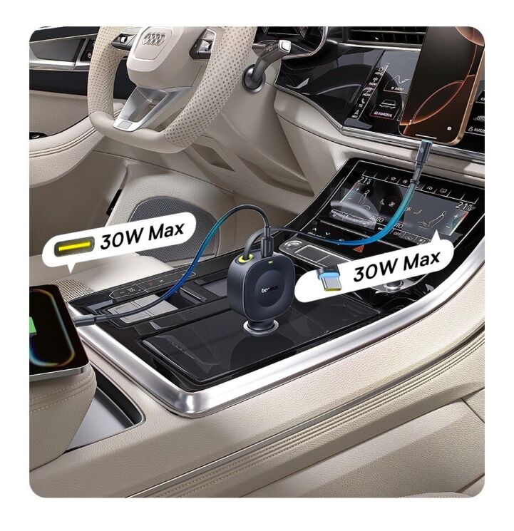 Автомобільний зарядний пристрій Baseus PrimeTrip VR2 30W 1C + кабель Type-C (C0206401) - Cosmic Black: фото 10 з 18