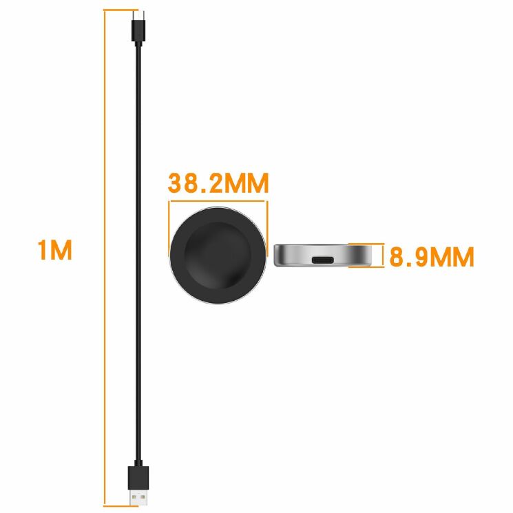 Бездротовий зарядний пристрій Deexe Metal Charger Type-C для Huawei Watch 3 / 3 Pro / 4 / 4 Pro / 5 / GT 5 / GT 5 Pro / GT 4 / GT 3 / GT 3 Pro / GT 3 SE / GT 2 Pro / GT 2 Pro ECG / Fit 4 / Fit 4 Pro - White: фото 7 з 7