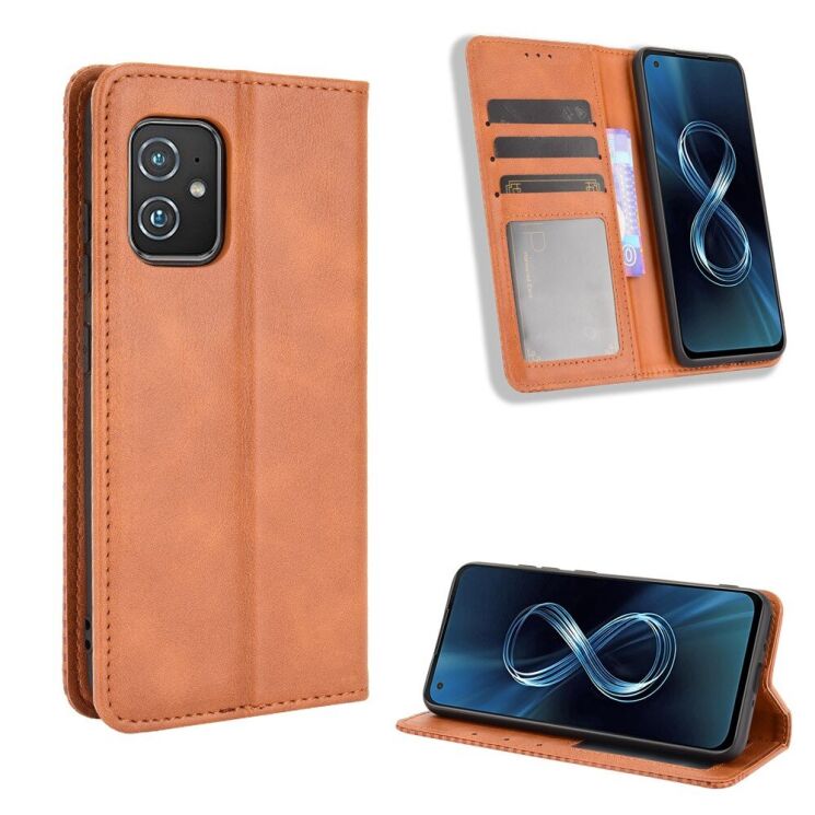 Чехол-книжка Deexe Retro Style для ASUS Zenfone 8 (ZS590KS) - Brown: фото 7 из 11