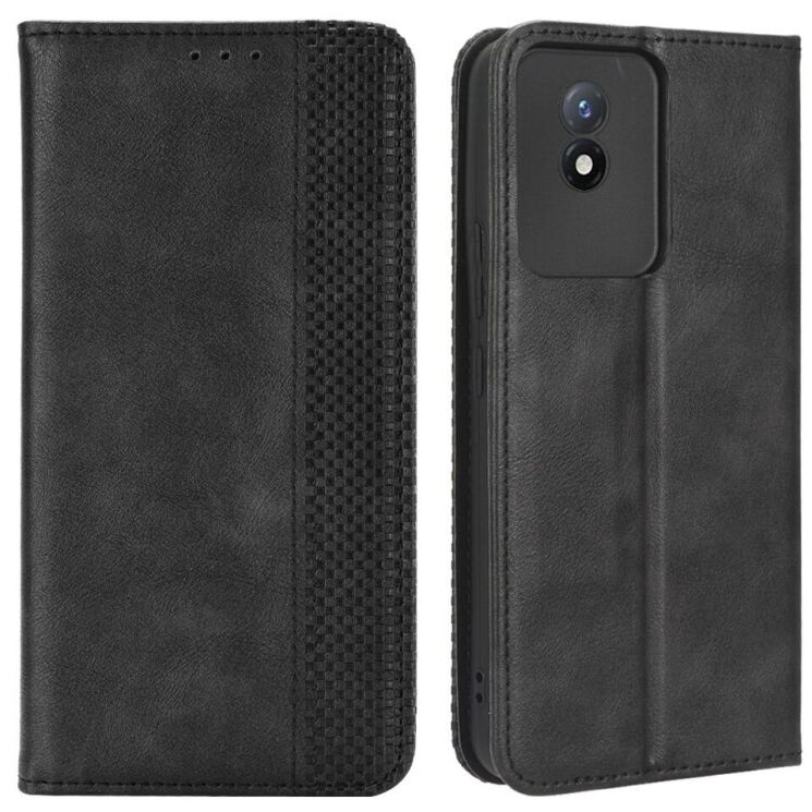 Чехол-книжка Deexe Retro Style для VIVO Y02 - Black: фото 1 из 8