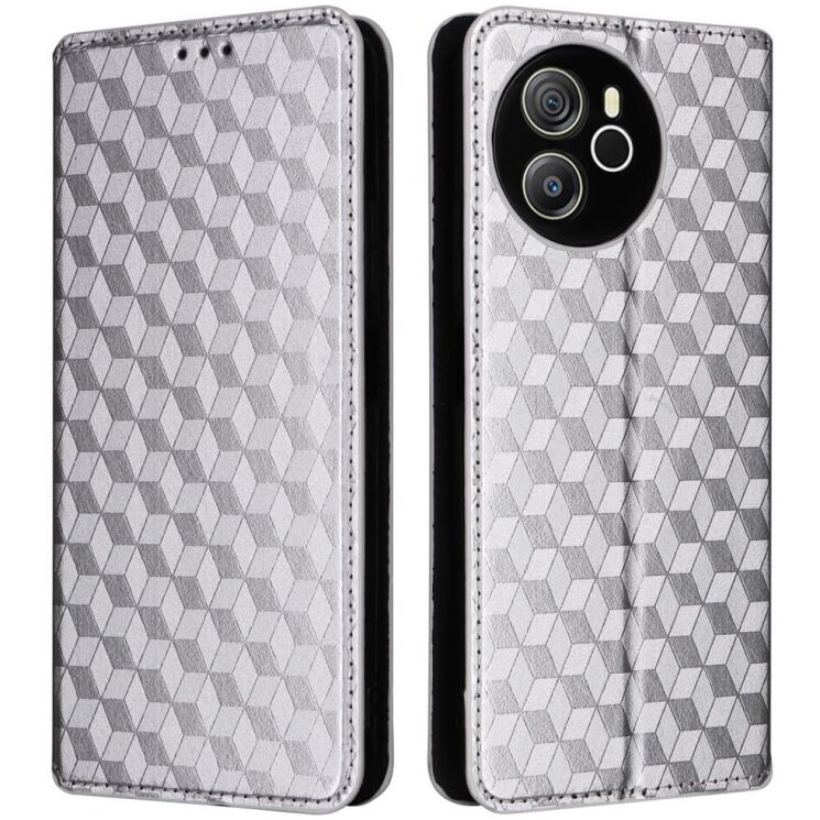 Чехол Deexe Rhombus Book для Blackview Shark 8 / Oscal Tiger 12 - Silver: фото 1 из 6