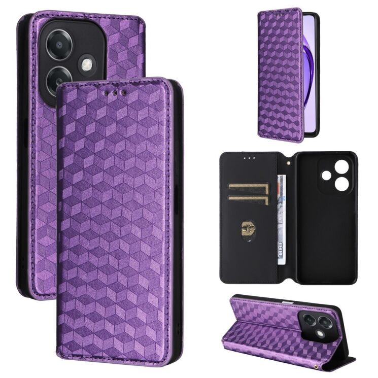 Чехол Deexe Rhombus Book для OPPO A3x / A3 / A40m - Purple: фото 6 из 8