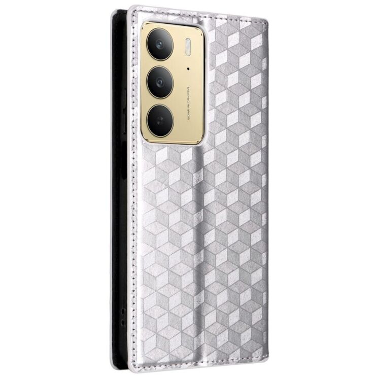 Чехол Deexe Rhombus Book для Realme C75 - Silver: фото 8 из 10