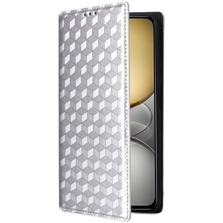 Чехол Deexe Rhombus Book для Realme C75 - Silver: фото 6 из 10