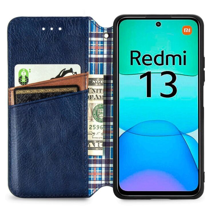 Чехол Deexe Rhombus Book для Xiaomi Redmi 13 - Blue: фото 2 из 9