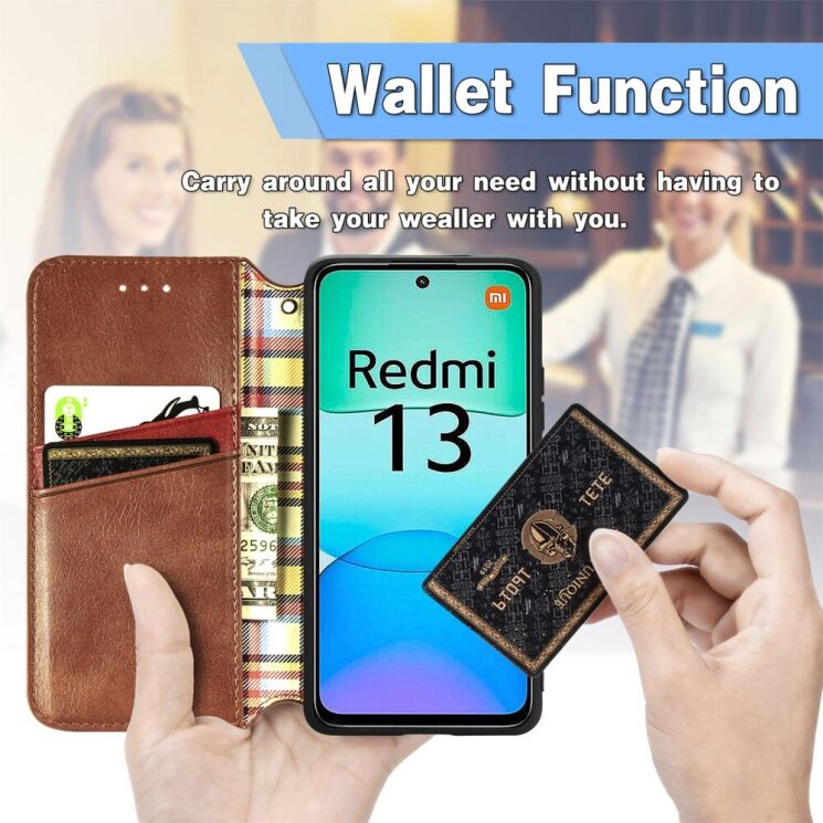 Чехол Deexe Rhombus Book для Xiaomi Redmi 13 - Blue: фото 8 из 9
