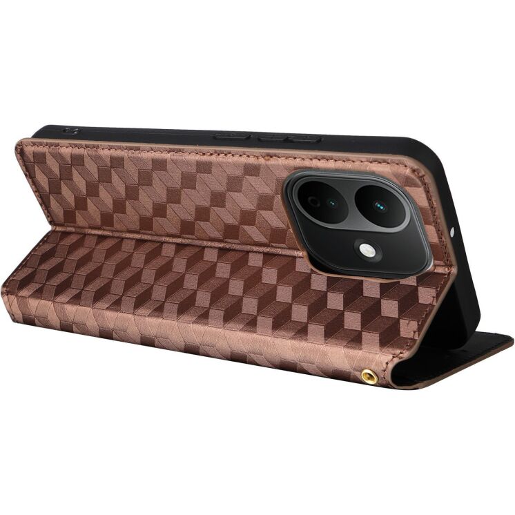 Чехол Deexe Rhombus Book для Xiaomi Redmi Note 17 - Brown: фото 4 из 7