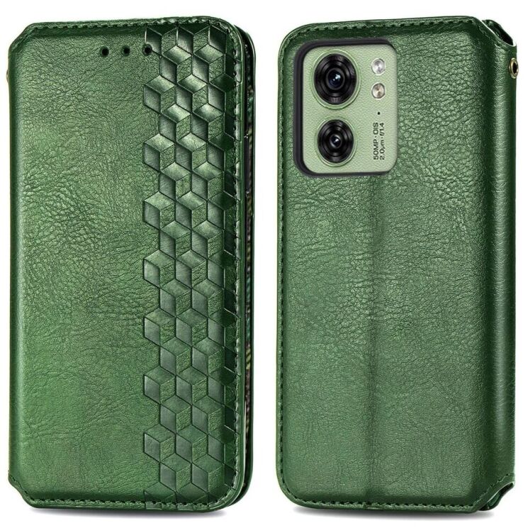 Чехол Deexe Rhombus Wallet для Motorola Edge 40 - Green: фото 1 из 6