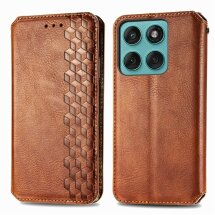 Чехол Deexe Rhombus Wallet для Motorola Moto G17 Power / G15 Power / G15 - Brown: фото 1 из 6