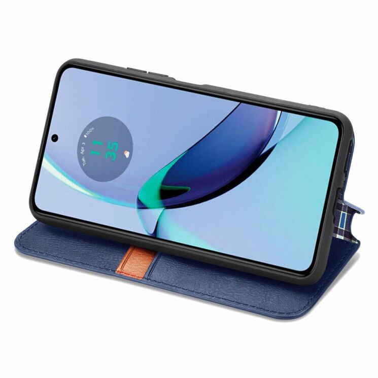 Чехол Deexe Rhombus Wallet для Motorola Moto G84 - Blue: фото 3 из 6