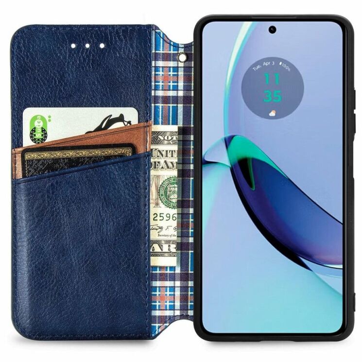 Чехол Deexe Rhombus Wallet для Motorola Moto G84 - Blue: фото 2 из 6