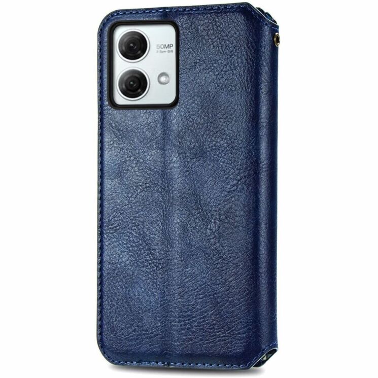 Чехол Deexe Rhombus Wallet для Motorola Moto G84 - Blue: фото 5 из 6