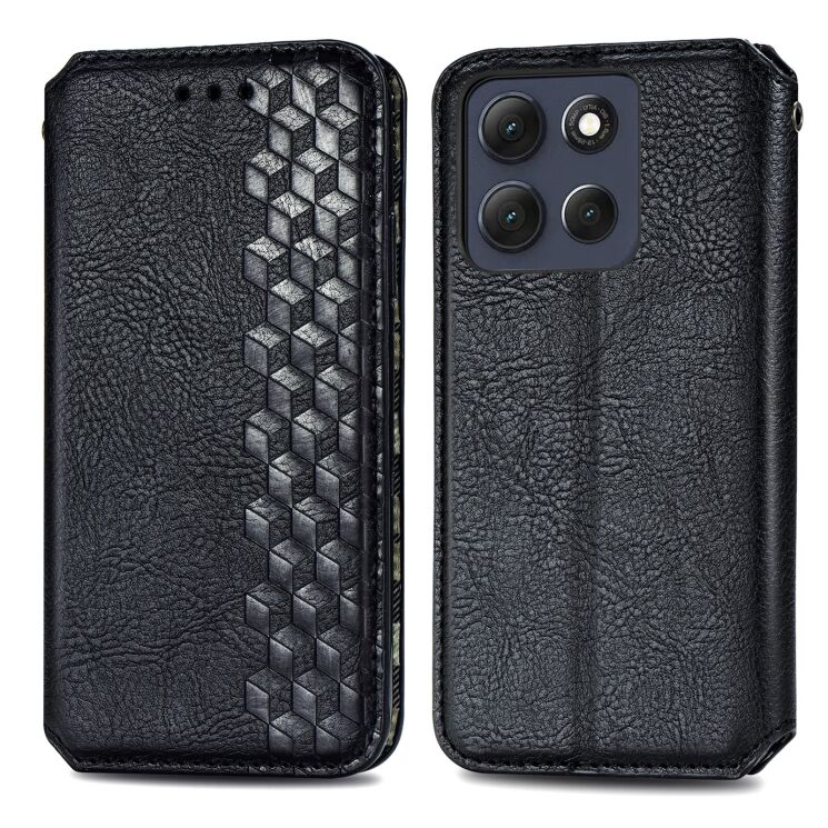 Чохол Deexe Rhombus Wallet для Motorola Moto G86 - Black: фото 2 з 8