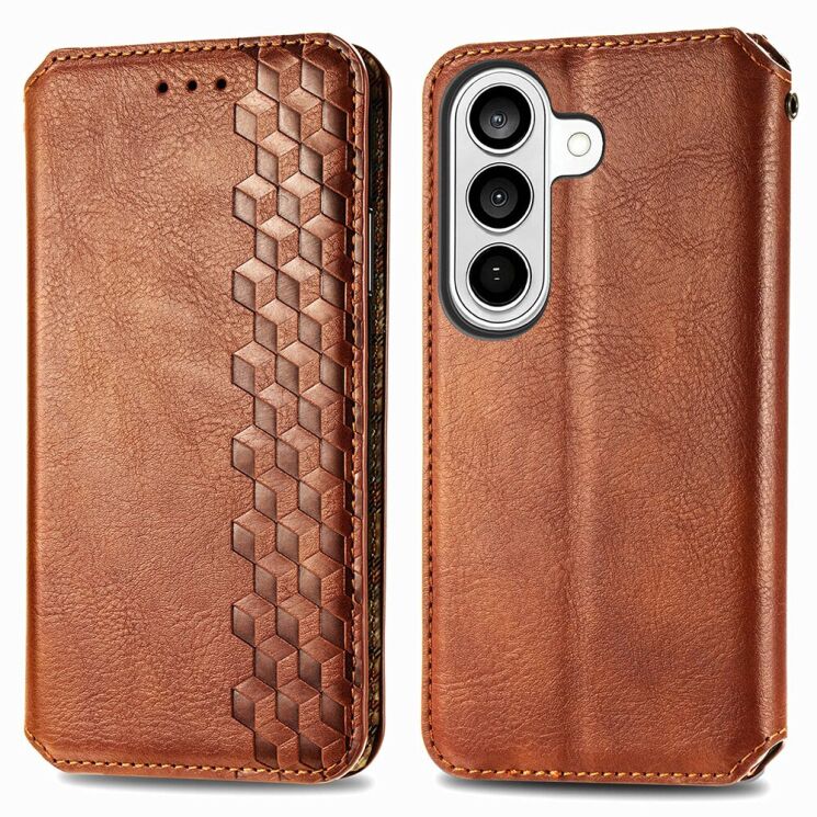 Чехол Deexe Rhombus Wallet для Samsung Galaxy A37 (A376) - Brown: фото 1 из 8