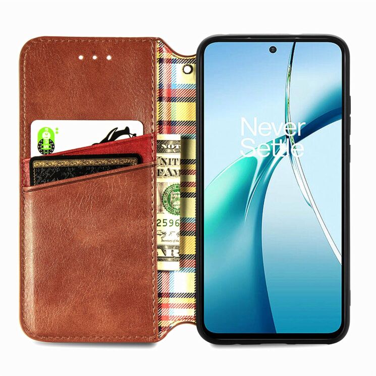 Чехол Deexe Rhombus Wallet для Samsung Galaxy A37 (A376) - Brown: фото 2 из 8