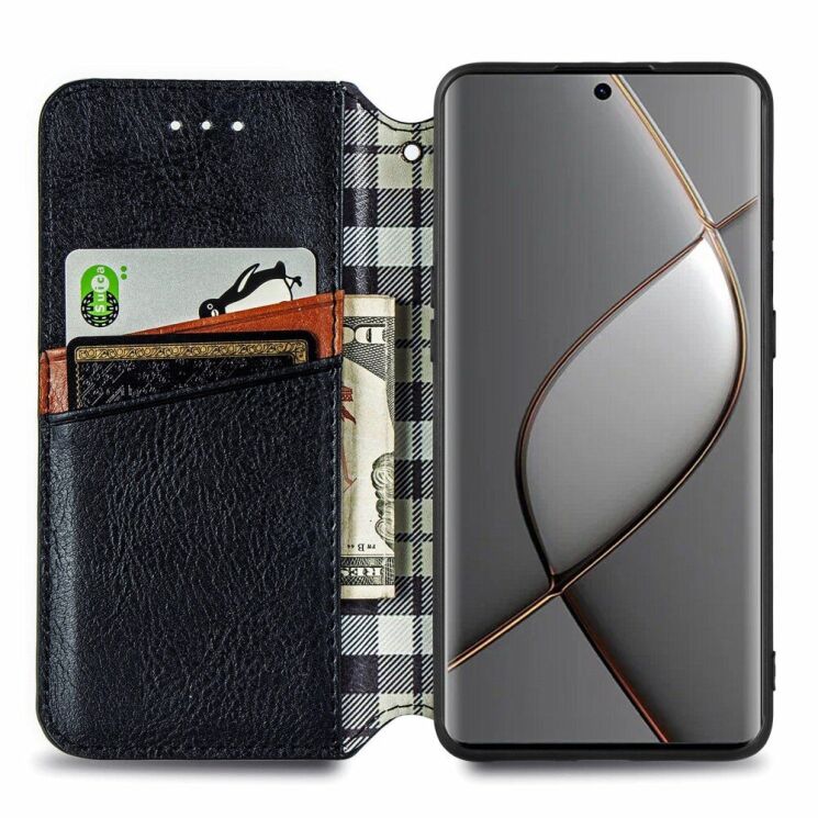Чехол Deexe Rhombus Wallet для TECNO Spark 20 Pro+ - Black: фото 2 из 6