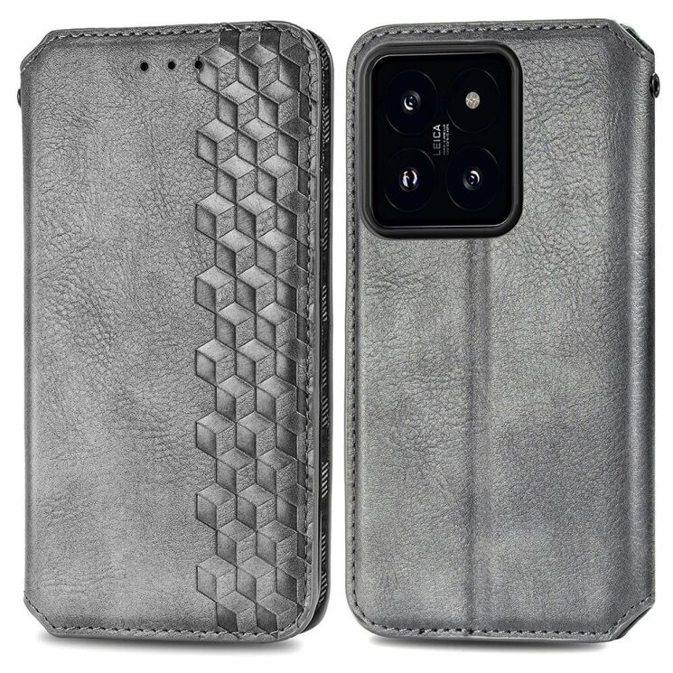 Чехол Deexe Rhombus Wallet для Xiaomi 14T - Grey: фото 1 из 6