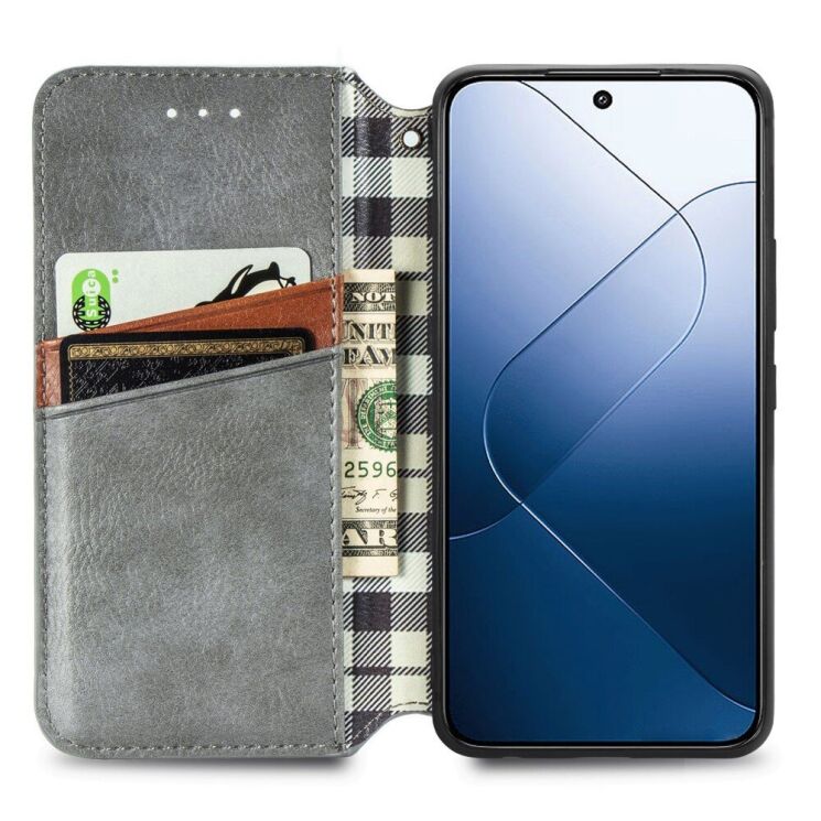Чехол Deexe Rhombus Wallet для Xiaomi 14T - Grey: фото 2 из 6