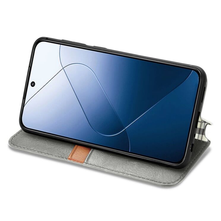 Чехол Deexe Rhombus Wallet для Xiaomi 14T - Grey: фото 3 из 6