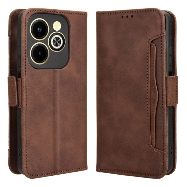 Чехол Deexe Wallet Stand для Infinix Hot 40i - Brown: фото 1 из 7