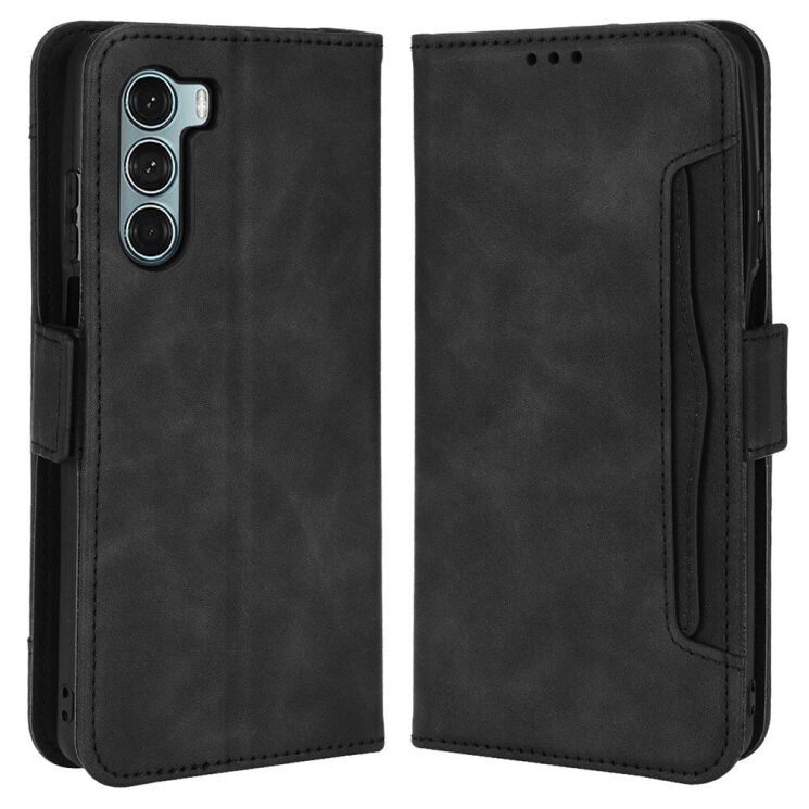 Чехол-книжка с кармашками Deexe Wallet Stand для Motorola Moto G200 - Black: фото 1 из 7