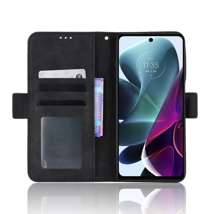 Чехол-книжка с кармашками Deexe Wallet Stand для Motorola Moto G200 - Black: фото 4 из 7
