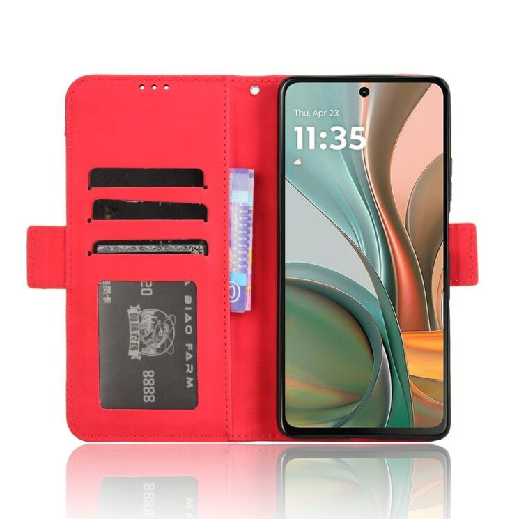 Чехол Deexe Wallet Stand для Motorola Moto G75 - Red: фото 3 из 8