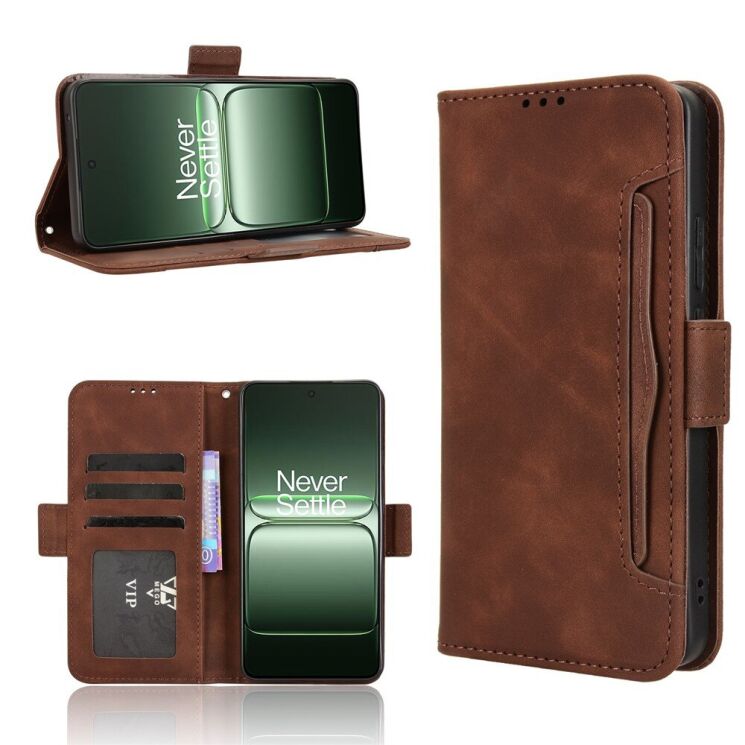Чохол Deexe Wallet Stand для OnePlus Nord CE 5 / Ace 5 Racing - Brown: фото 9 з 14