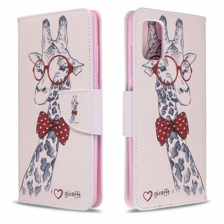 Чехол-книжка Deexe Color Wallet для Samsung Galaxy A51 (А515) - Adorable Giraffe Wearing Glasses: фото 4 из 8