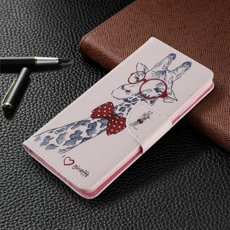 Чехол-книжка Deexe Color Wallet для Samsung Galaxy A51 (А515) - Adorable Giraffe Wearing Glasses: фото 7 из 8