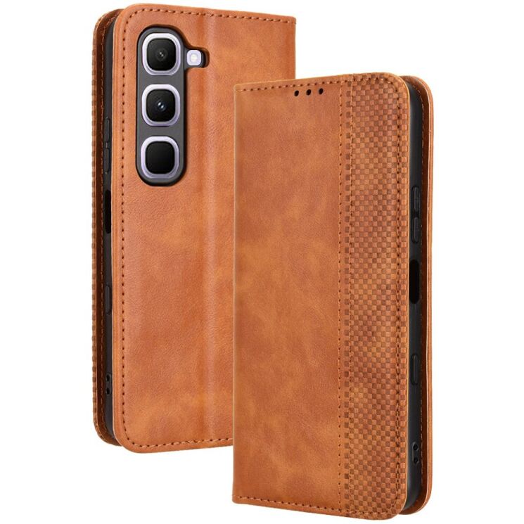 Чохол-книжка Deexe Retro Style для Infinix Hot 70 Pro - Brown: фото 1 з 18