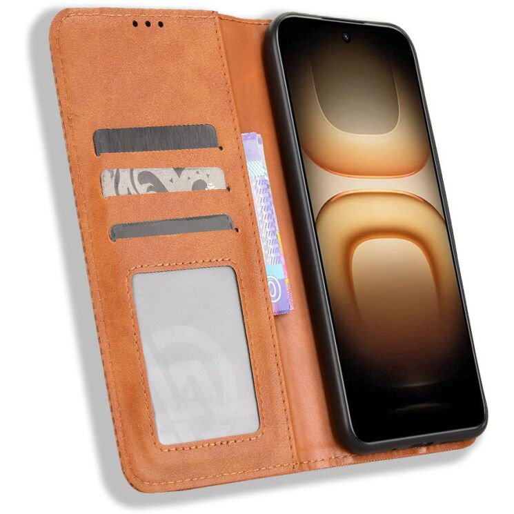 Чохол-книжка Deexe Retro Style для Infinix Hot 70 Pro - Brown: фото 5 з 18