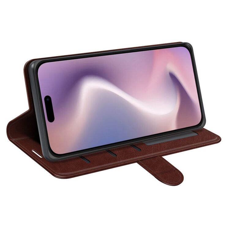 Чехол-книжка Deexe Wallet Style для Apple iPhone 16 Plus - Brown: фото 3 из 6