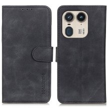 Чехол-книжка KHAZNEH Retro Wallet для Motorola Edge 50 Ultra - Black: фото 1 из 9