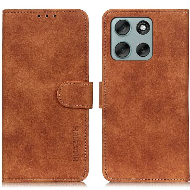 Чехол-книжка KHAZNEH Retro Wallet для Motorola Moto G56 - Brown: фото 1 из 7